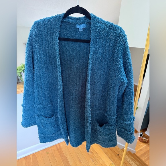 Barefoot Dreams CozyChic Knit Boardwalk Cardigan Cozy Blue Size Small - Picture 2 of 5